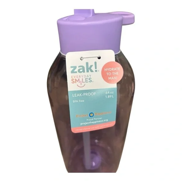 Zak! Lavender Liberty Manual Straw Bottle 64 Oz - Picture 3 of 5